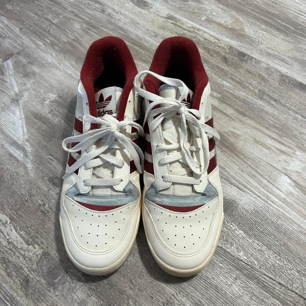 Adidas Men's Forum Exhibit Low 'Off White Burgundy' streetwear skater sneakers - Picture 2 of 7